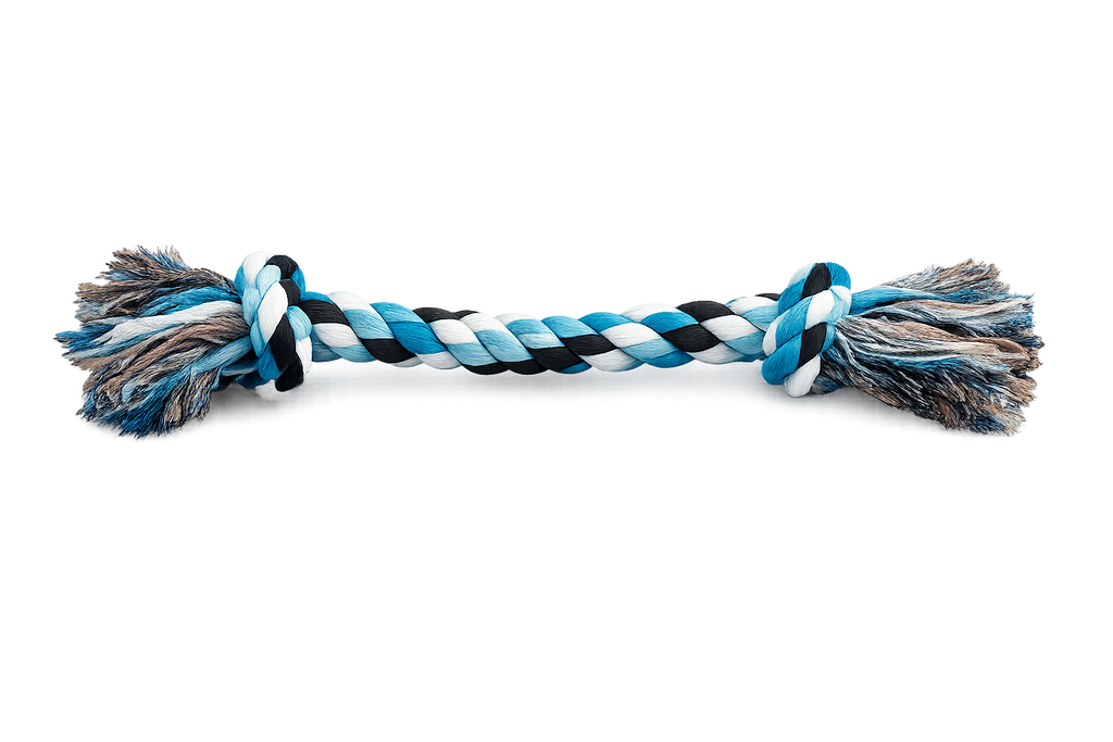 Corde Pour Chien Coton Tressé Double Nœud Bleu et Blanc