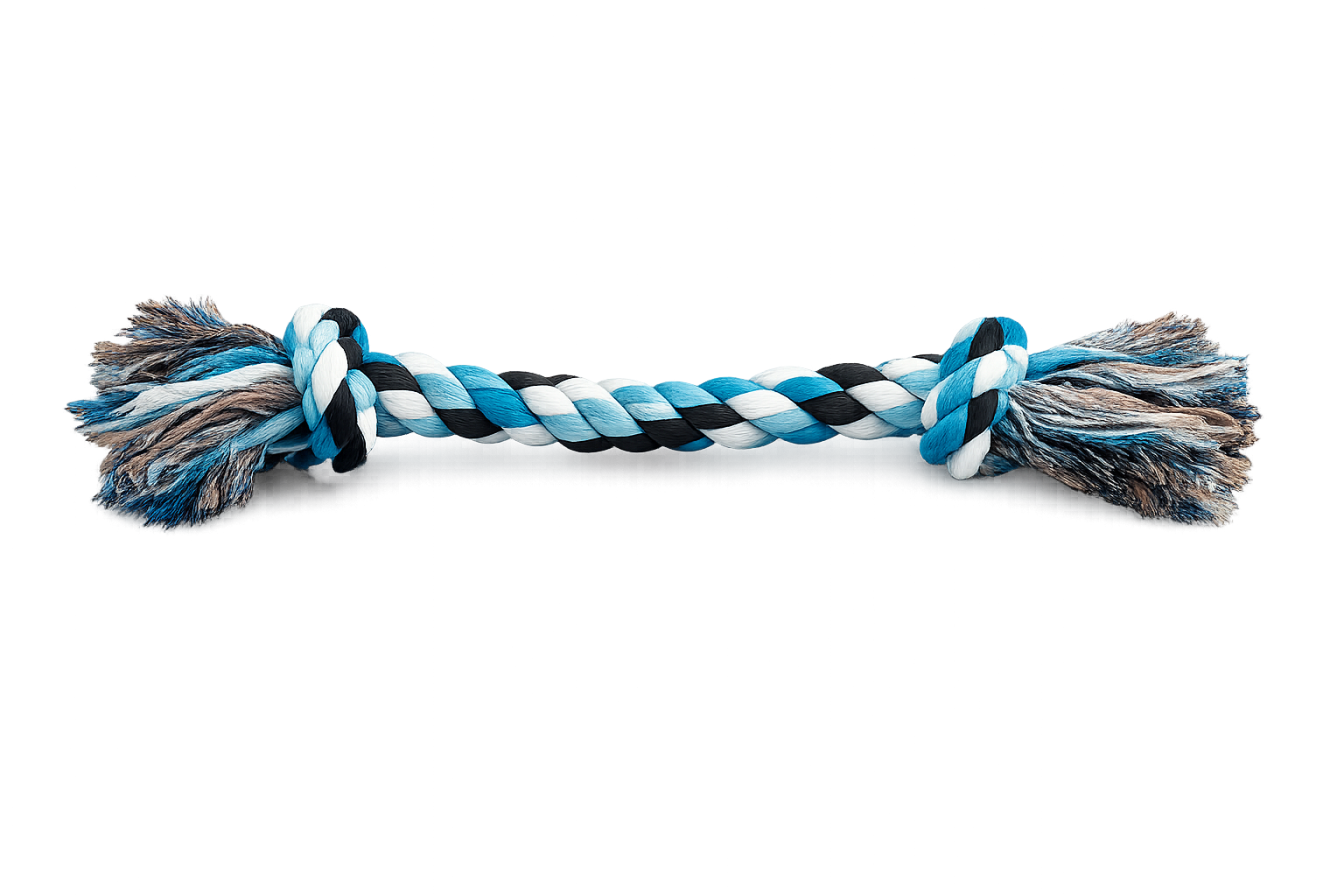 Corde Pour Chien Coton Tressé Double Nœud Bleu et Blanc
