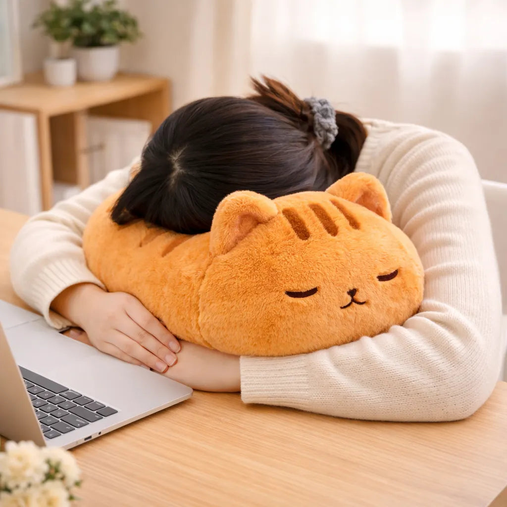 Peluche géante chat orange