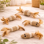 Ensemble de jouets d'intérieur pour chat en corde naturel - 5 pièces