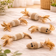 Ensemble de jouets d'intérieur pour chat en corde naturel - 5 pièces
